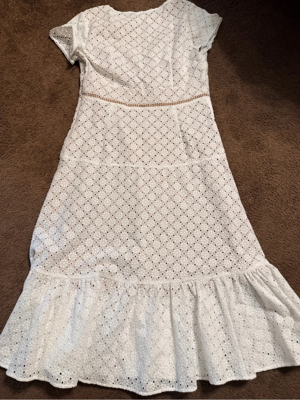 BNWOT Michael Kors Women's White Eyelet V-Neck Midi Dress Never Worn